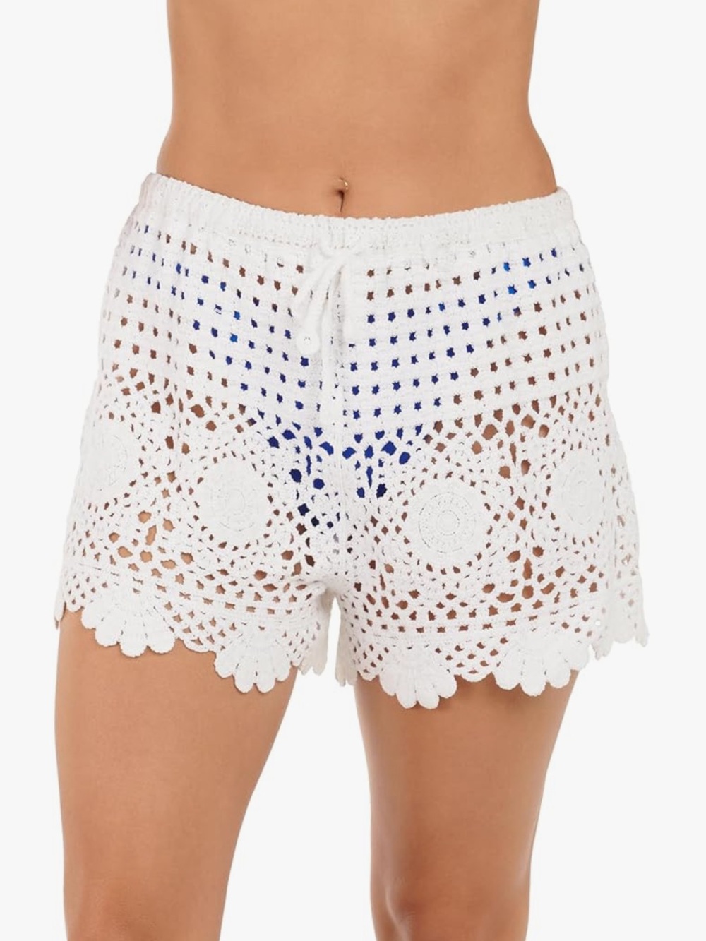 Citrus Women’s Crochet White Swim Coverup Shorts Size M/L